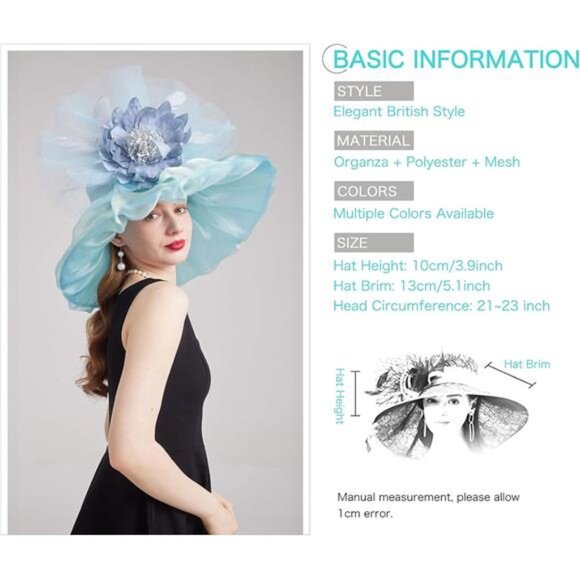 Women's Kentucky Derby Church Dress Hat 01-blue - Picture 3 of 7